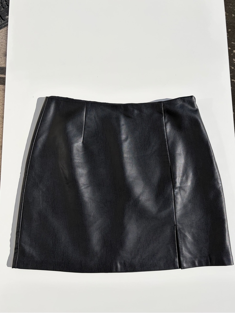 OAK + FORT Black Faux Leather Mini Skirt